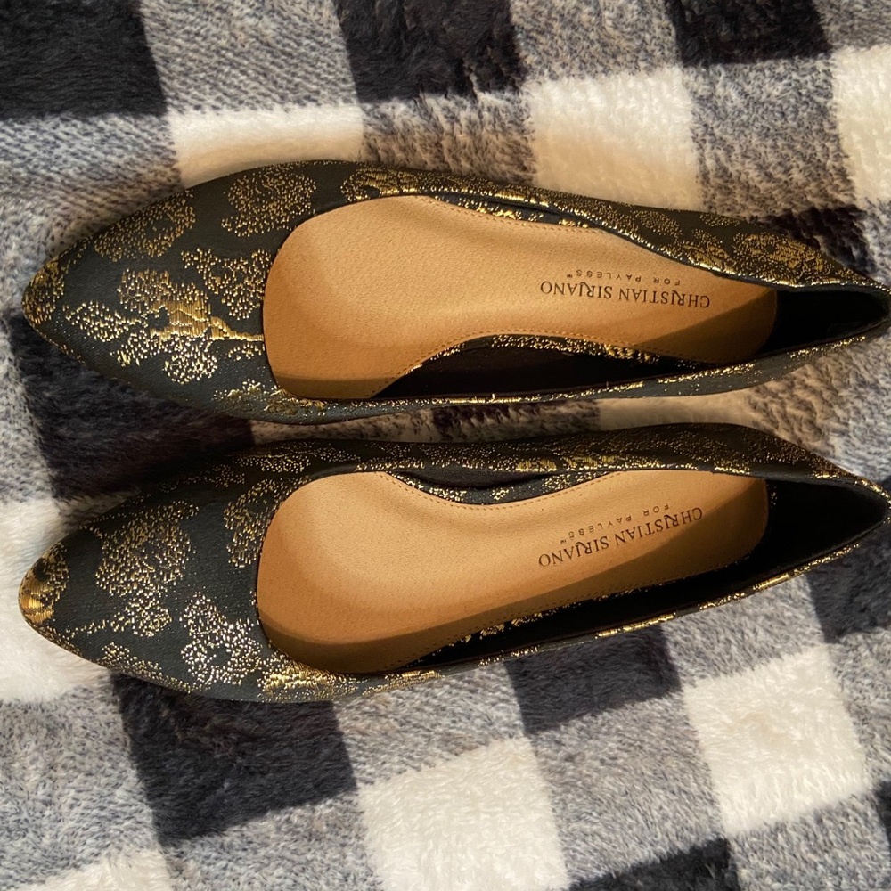 Black and gold flats - never worn